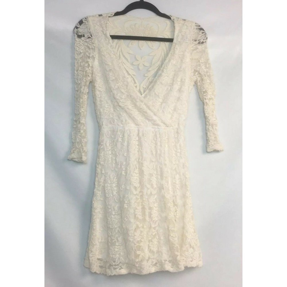 Charlotte Russe Soft Lace Overlay Polyester V-Neck Dress